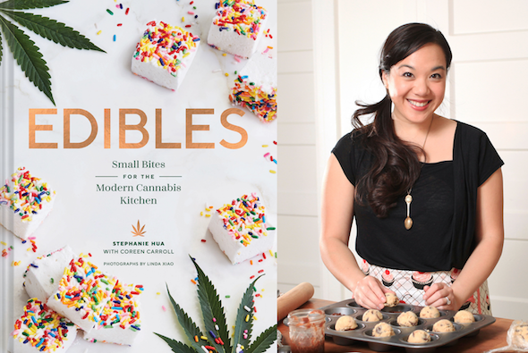 Edibles: Small Bites for the Modern Cannabis Kitchen cookbook cover and Stephanie Hua author